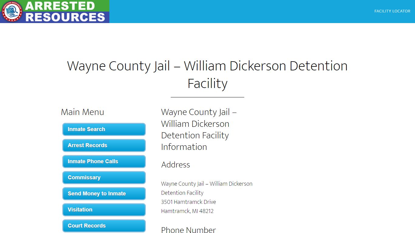 Wayne County Jail - William Dickerson Detention Facility ...